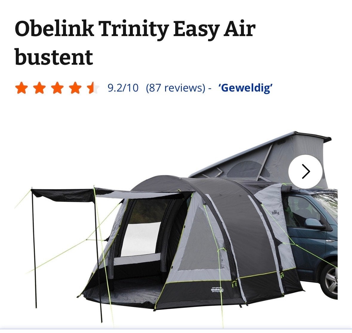 Obelink Trinity Easy Air bustent - Zo goed als nieuw, Ophalen, Zo goed als nieuw, Tot en met 4