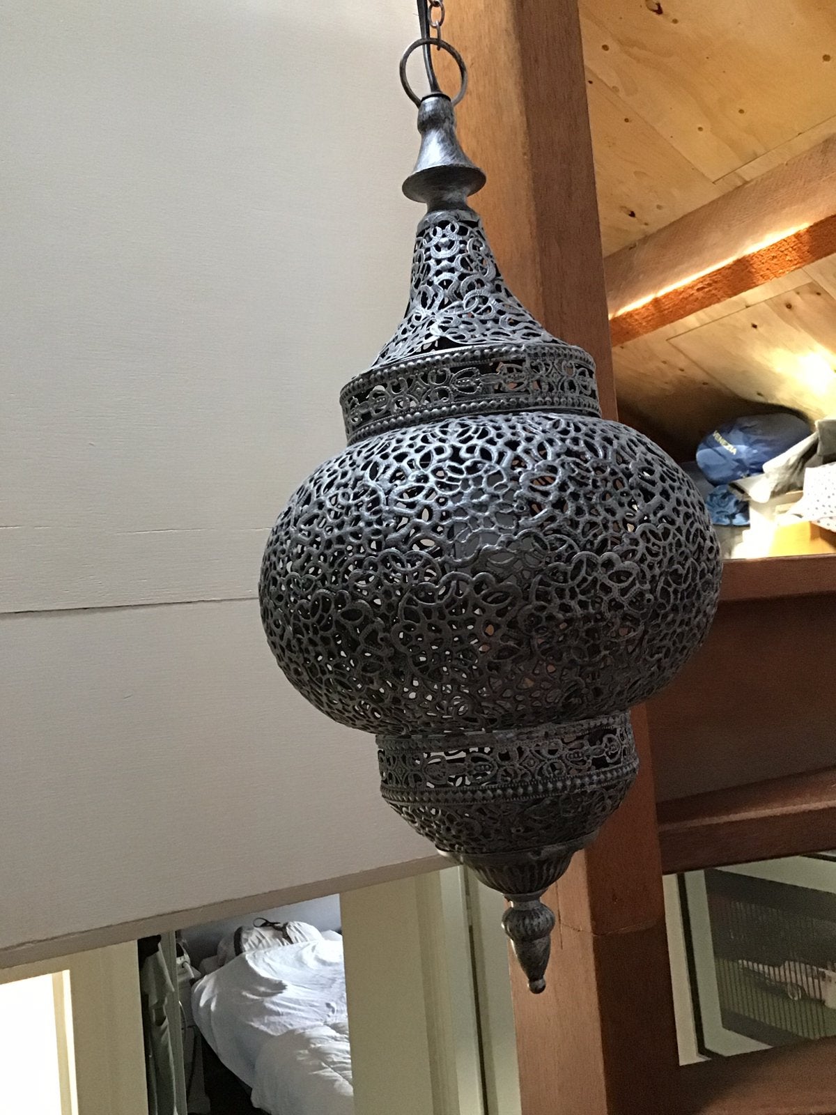 Oosterse zilveren hanglamp, Huis en Inrichting, Ophalen of Verzenden, Zo goed als nieuw