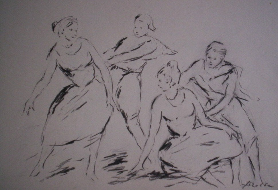 Albert Robbe.1943.Danseressen.Krachtig werk., Ophalen of Verzenden