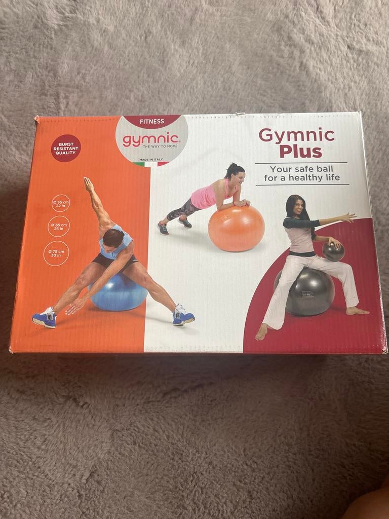 Gymnic Plus Fitnessbal Grijs 65cm - Nieuw in doos, Ophalen of Verzenden, Nieuw, Buik, Fitnessbal