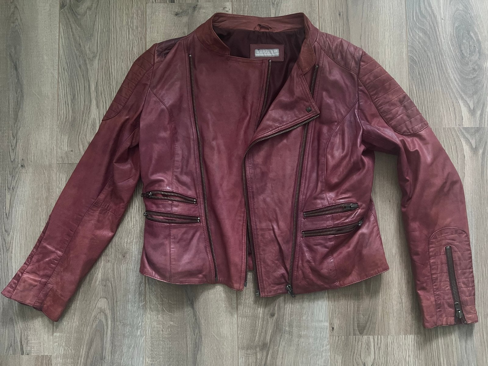 Kapalua Leren Bikerjack Maat 40 - Bordeauxrood, Ophalen of Verzenden, Gedragen, Maat 38/40 (M), Rood