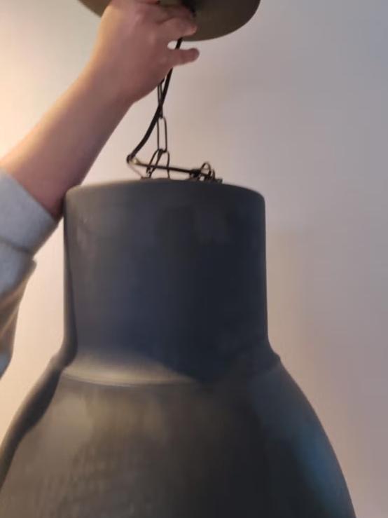 Grote IKEA HEKTAR Hanglamp | 47 cm | Industrieel Donkergrijs, Kunststof, Gebruikt, Ophalen of Verzenden, Minder dan 50 cm