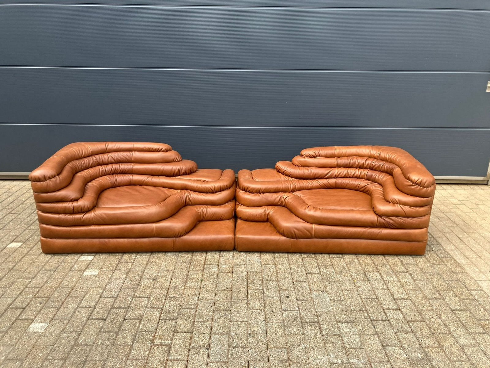 2x De Sede Ds1025 Terrazza Links & rechts element Cognac, Huis en Inrichting, Ophalen of Verzenden, Cassina togo vitra mah jong b&b italia artifort knoll edra