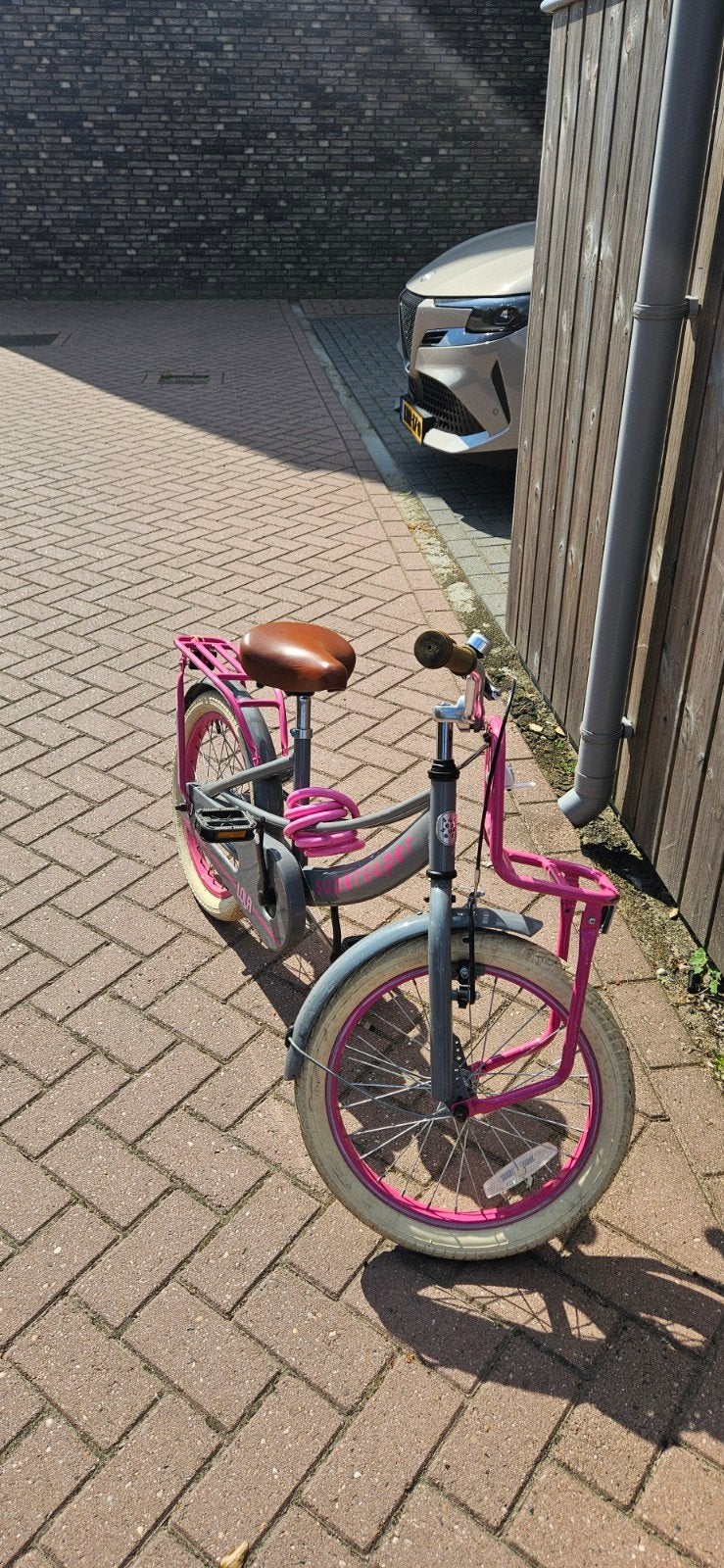 Kinderfiets SuperSuper Lola 16 inch - Grijs/Roze, Ophalen