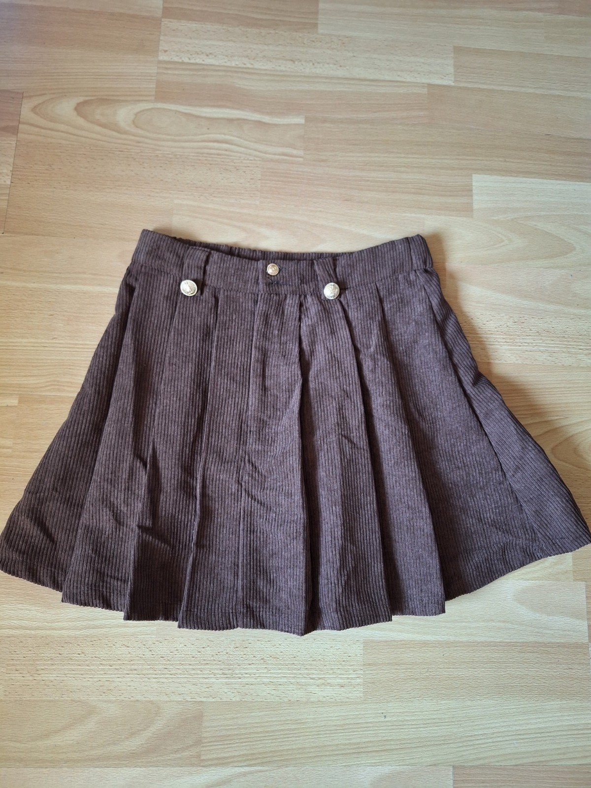 Shein corduroy plooirok maat M bruin, Kleding | Dames, Maat 38/40 (M), Bruin, Ophalen of Verzenden, Zo goed als nieuw