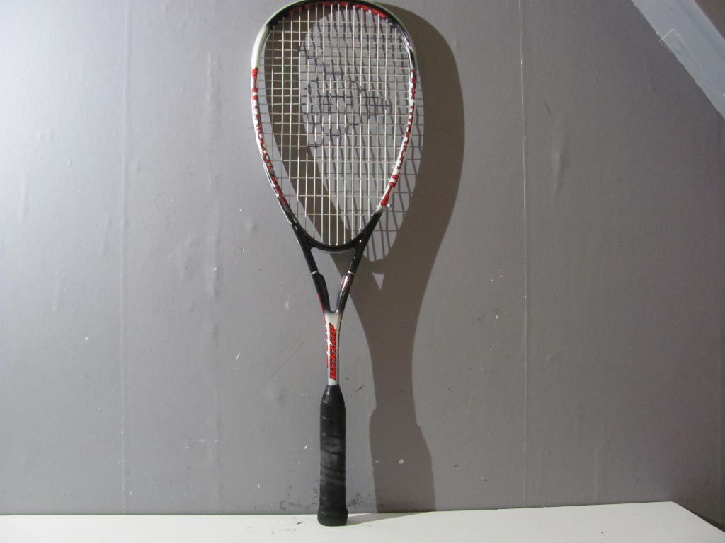 Squashracket van Dunlop the max ti-4 met goede bespanning, Ophalen of Verzenden, Zo goed als nieuw, Racket