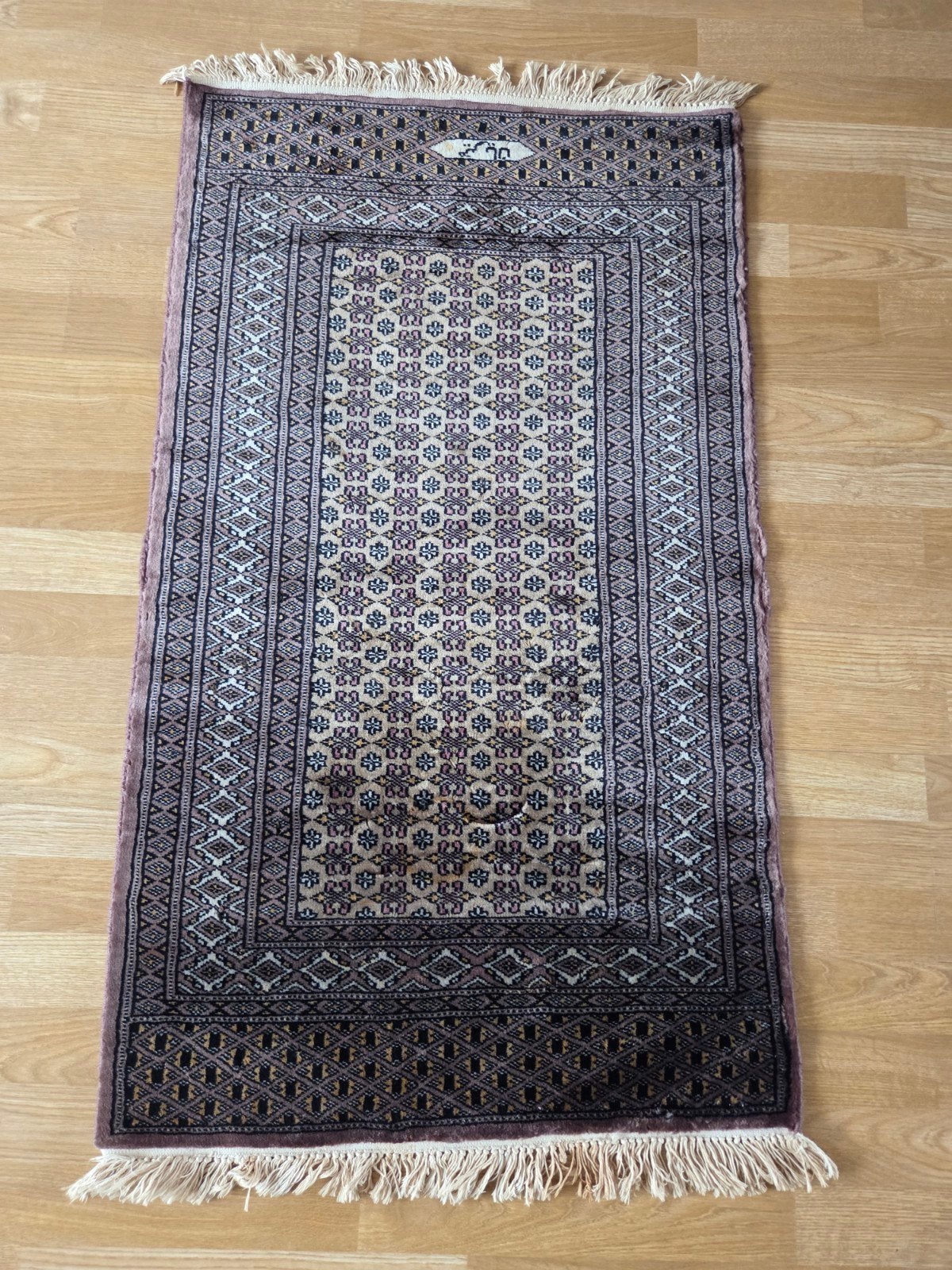 wollen tapijt Pakistan, beige, zwart, bruin, Huis en Inrichting, Stoffering | Tapijten en Kleden, Gebruikt, 100 tot 150 cm, Bruin