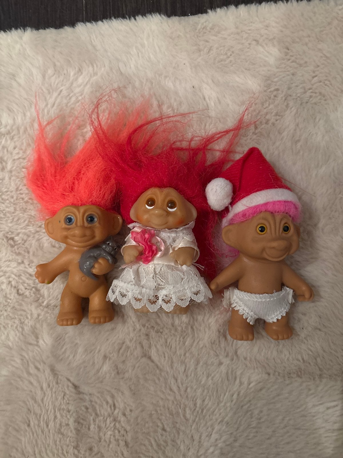 Set van 3 vintage Troll poppen met rood haar, Ophalen of Verzenden, Gebruikt, Overige typen