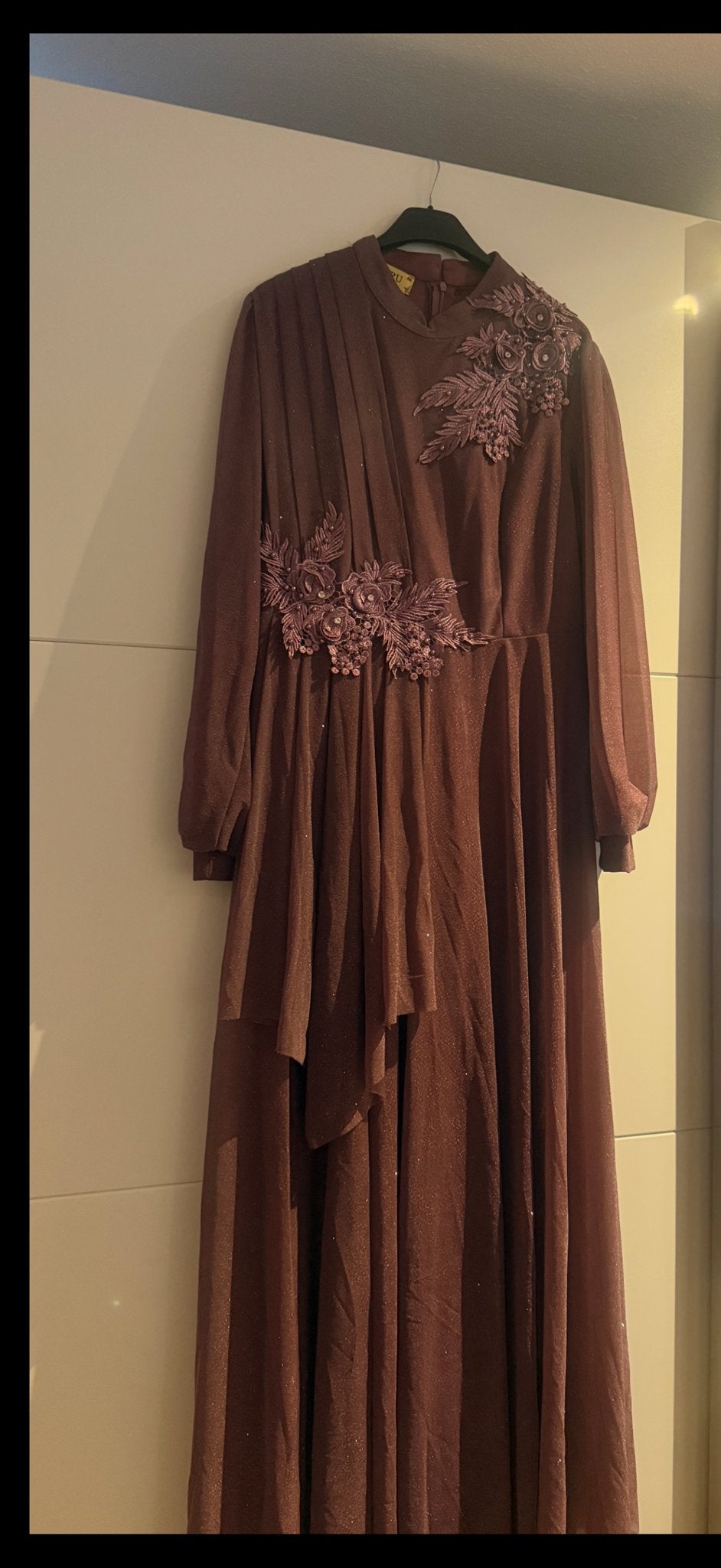 Elegante Paarse Galajurk met Glitters/abiye- Maat 46, Galajurk, Paars, Maat 46/48 (XL) of groter, Ophalen of Verzenden