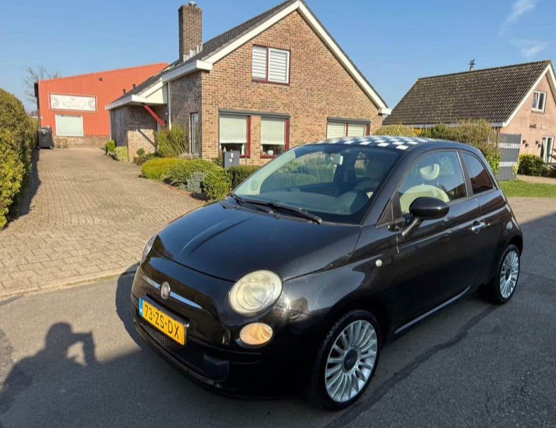 Te Koop Fiat 500 1.2 C 2008 Zwart - Nieuwe apk - Airco, Auto's, Voorwielaandrijving, 1242 cc, 4 cilinders, 840 kg