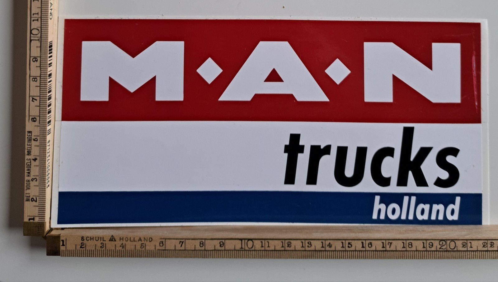 Vintage sticker M.A.N. trucks Holland vrachtwagen merk logo, Verzamelen, Stickers, Ophalen of Verzenden, Zo goed als nieuw
