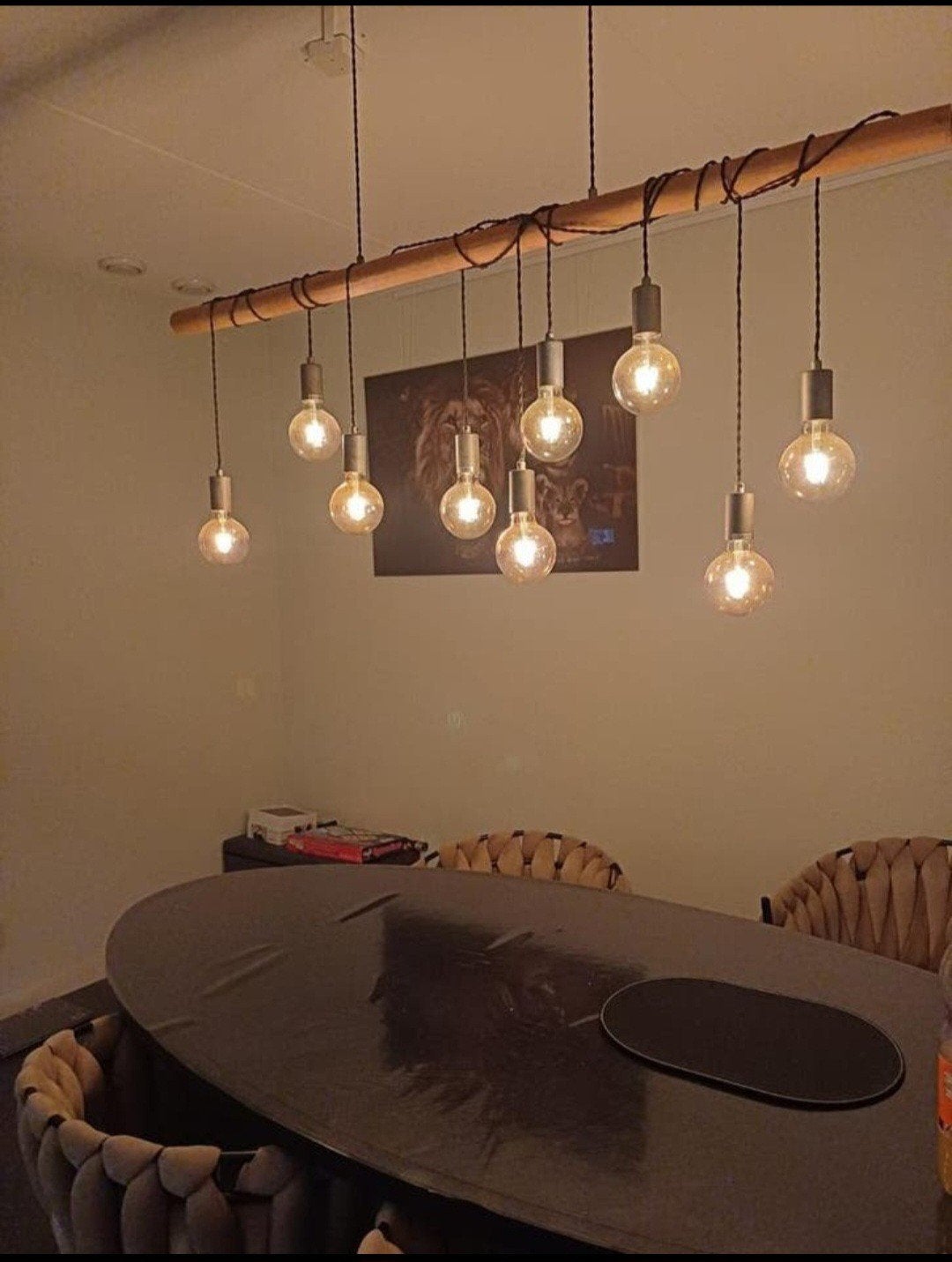 Unieke hanglamp hout/industriële lamp, Ophalen, Hout