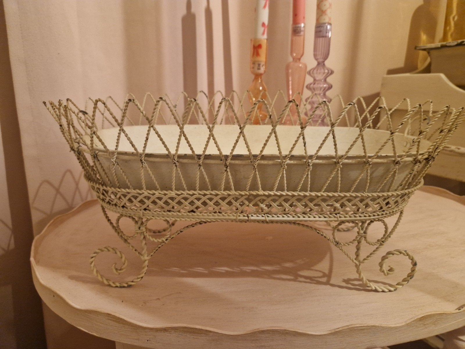 Franse Jardeniére met binnenbak, Tuin en Terras, Ophalen of Verzenden, Rond, Metaal, Minder dan 30 cm