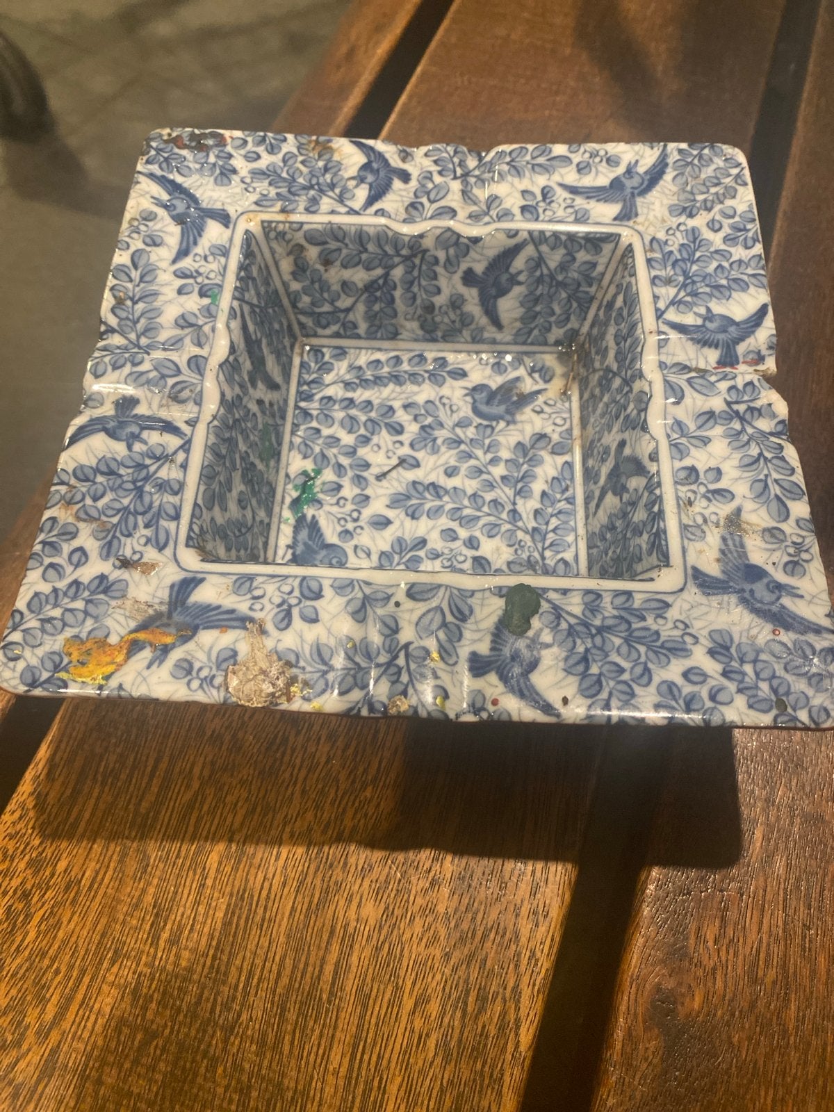Antieke Chinese porseleinen schaal met vogeldecor, Ophalen of Verzenden