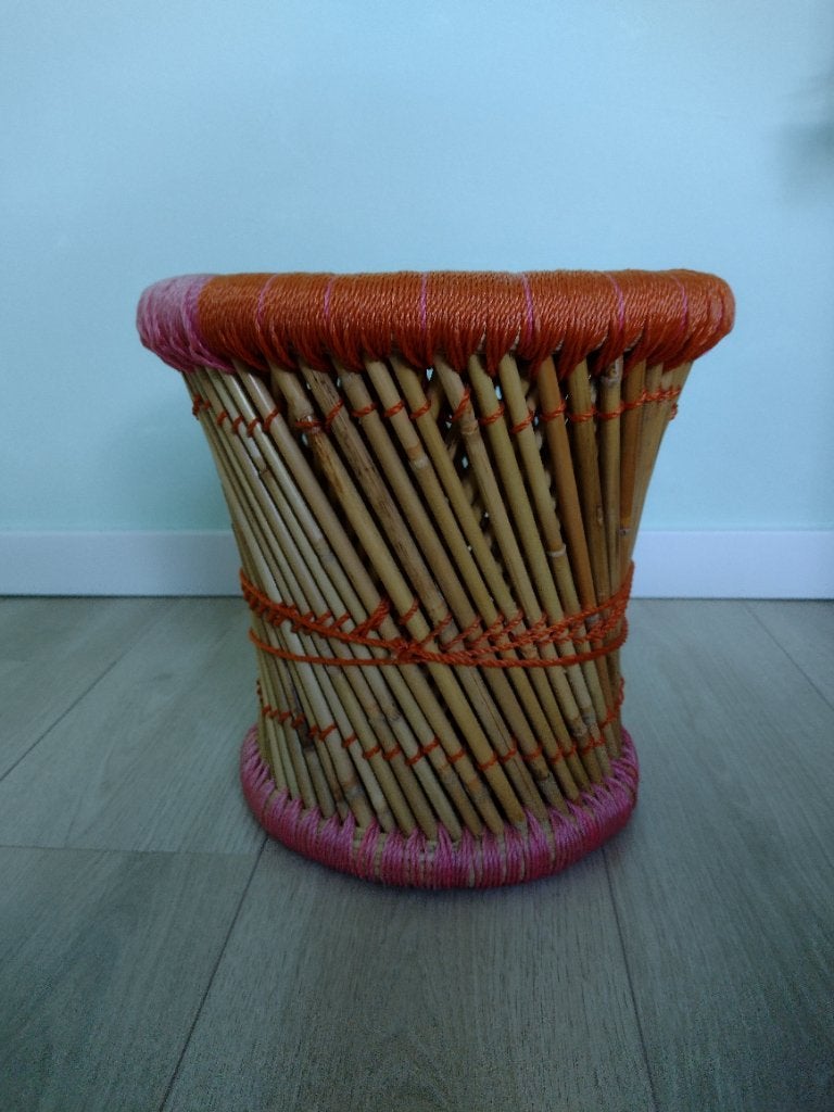 Rotan, bamboe kruk, tafel, bijzettafel, Ophalen, Gebruikt, Overige materialen