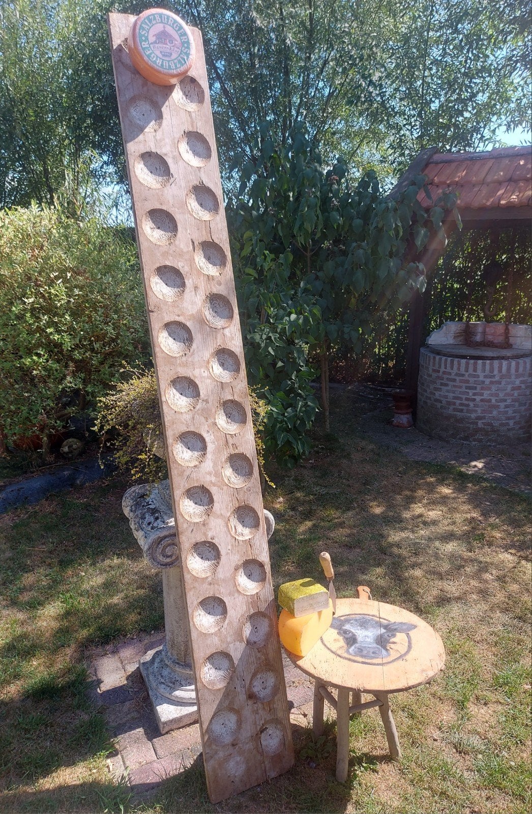 Authentieke antieke kaasbollen droogplank ca 240 cm lang, Ophalen