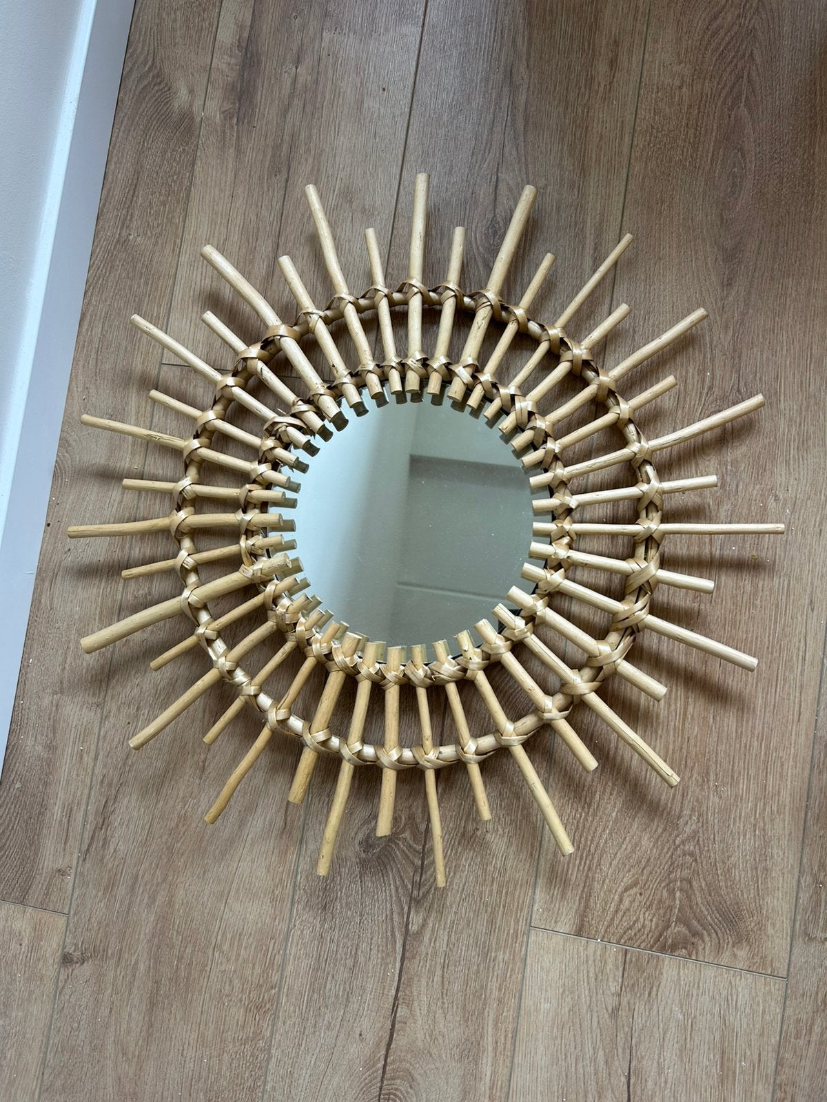 Bamboe spiegel, Ophalen, Minder dan 50 cm, Zo goed als nieuw, Minder dan 100 cm