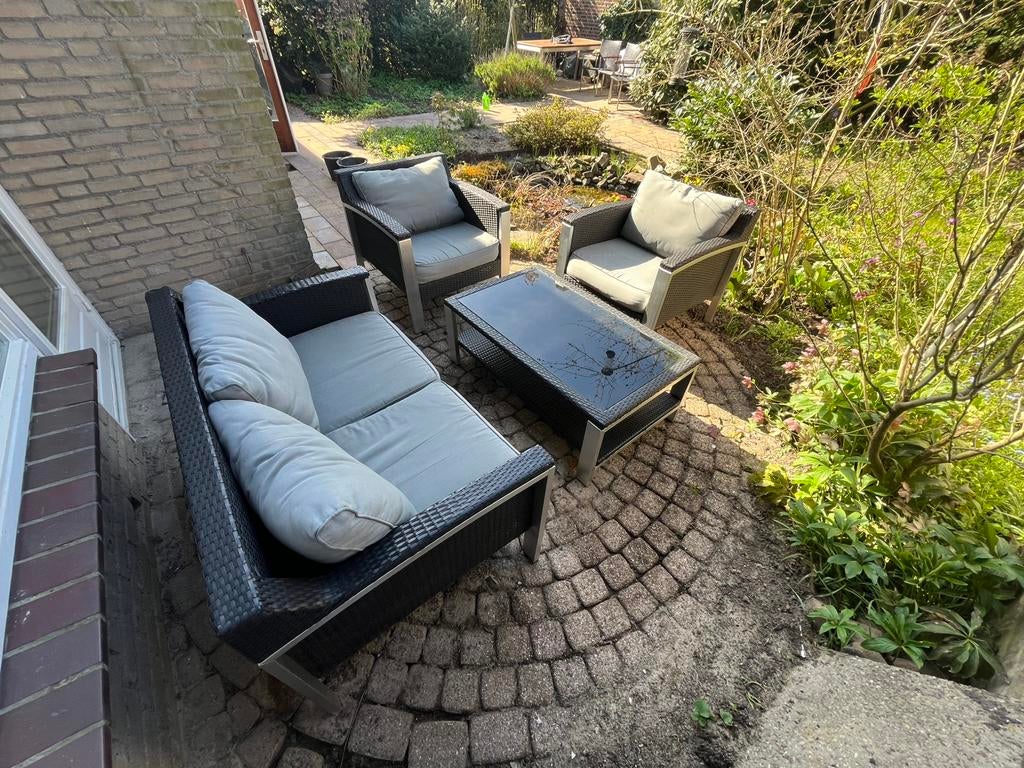Lounge set, Ophalen, 4 zitplaatsen, Aluminium, Zo goed als nieuw