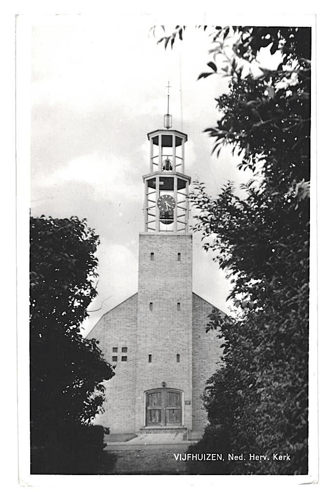 983542 Vijfhuizen NH 1966 Wederopbouw Ned Herv Kerk .Gelopen, Ophalen of Verzenden, 1960 tot 1980, Gelopen, Noord-Holland