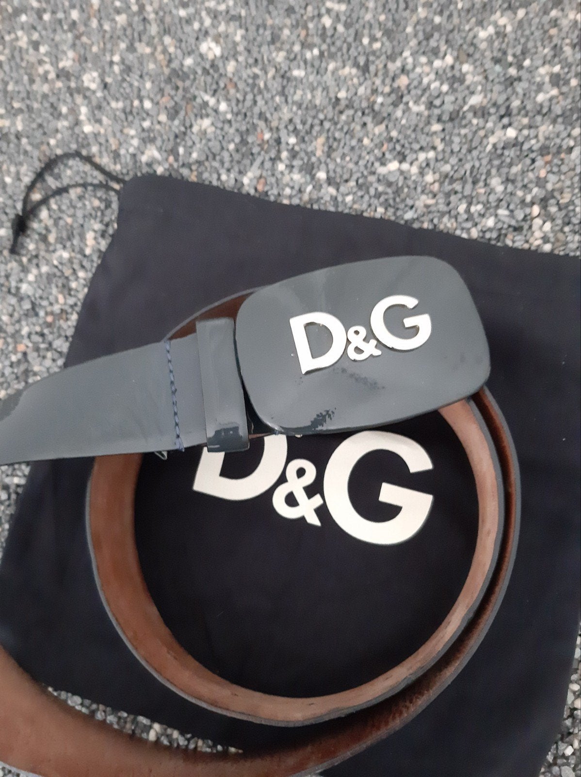 D&G riem lakleer blauw 80 cm, Kleding | Dames, Dolce & Gabbana, 3 tot 5 cm, Echt leder, Tailleriem