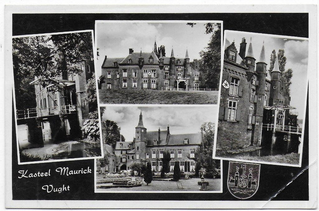 Vught Kasteel Maurik gelopen Ansichtkaart uit 1956 (B6593, Ophalen of Verzenden, 1940 tot 1960, Gelopen, Noord-Brabant
