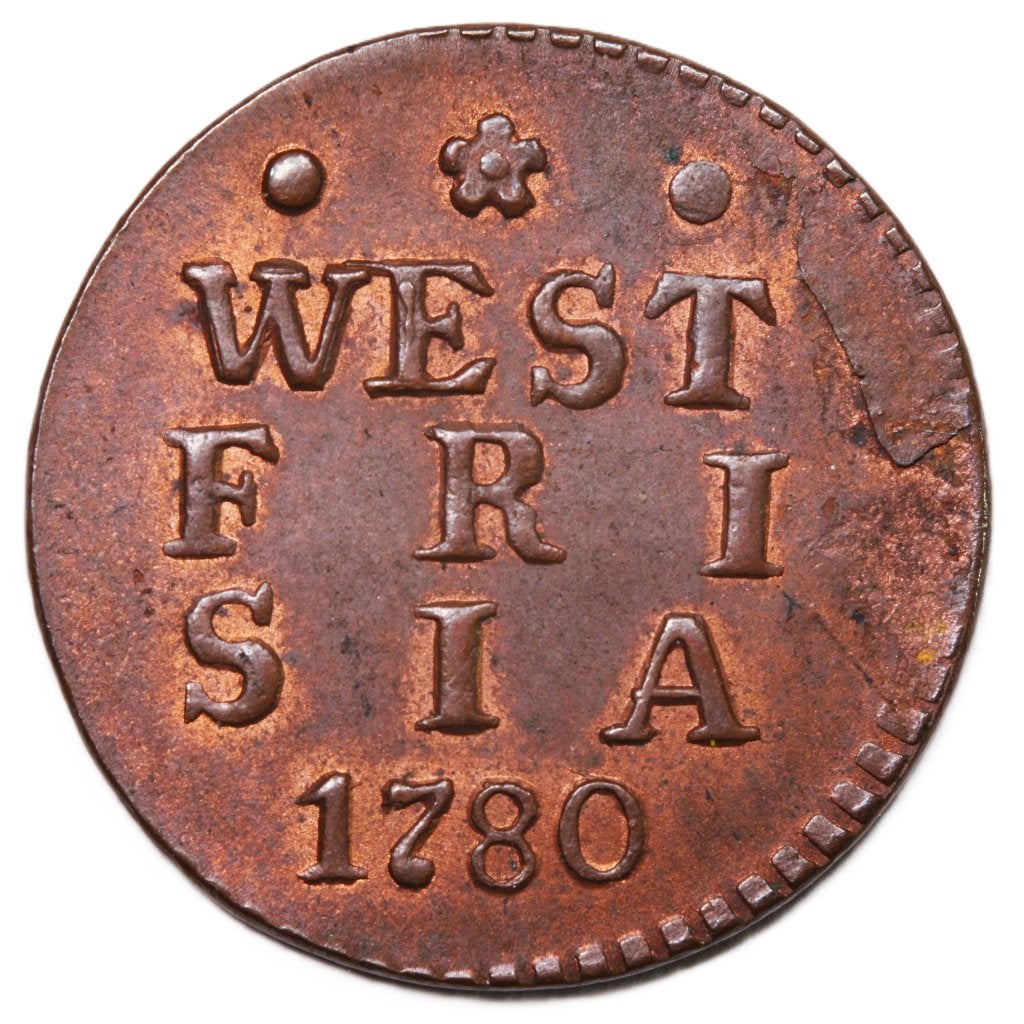 West-Friesland. Duit 1780. Unc., Postzegels en Munten, Munten | Nederland, Losse munt, Overige waardes, Vóór koninkrijk, Ophalen of Verzenden