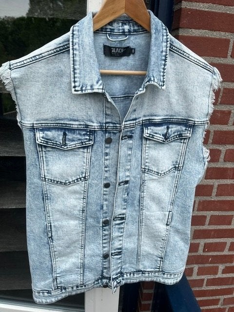 Mouwloos blauw spijkervest met overhemdkraag - Heren.., Blauw, Ophalen of Verzenden, Black EMP, Maat 56/58 (XL)