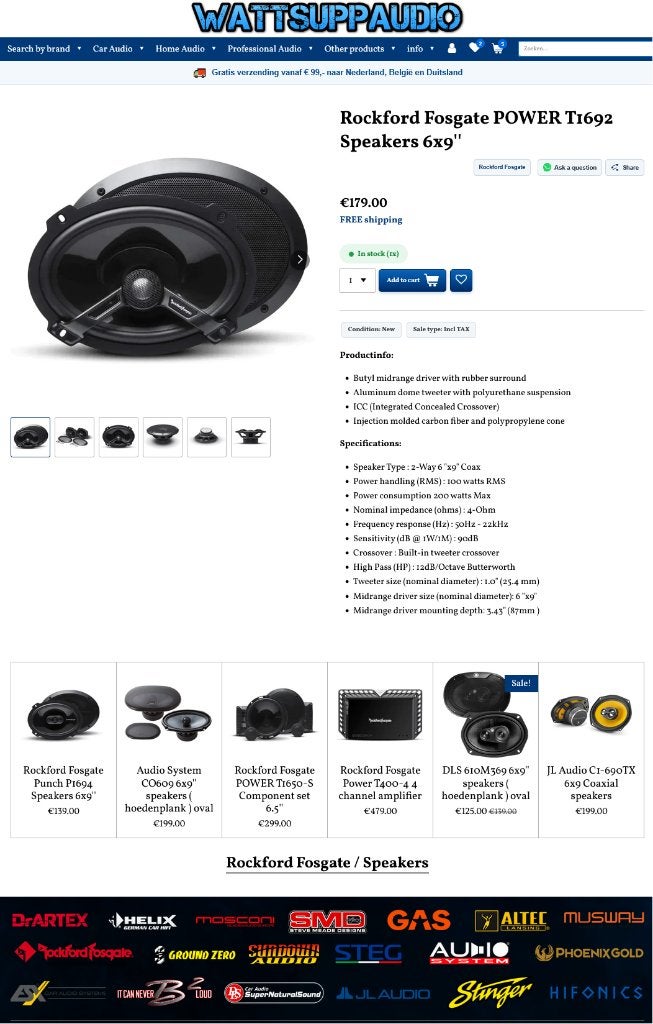 Rockford Fosgate POWER T1692 Speakers 6x9'' hoedenplank, Auto diversen, Audio Design, Nieuw, Am Breilingsweg 3, 76709 Kronau, Duitsland