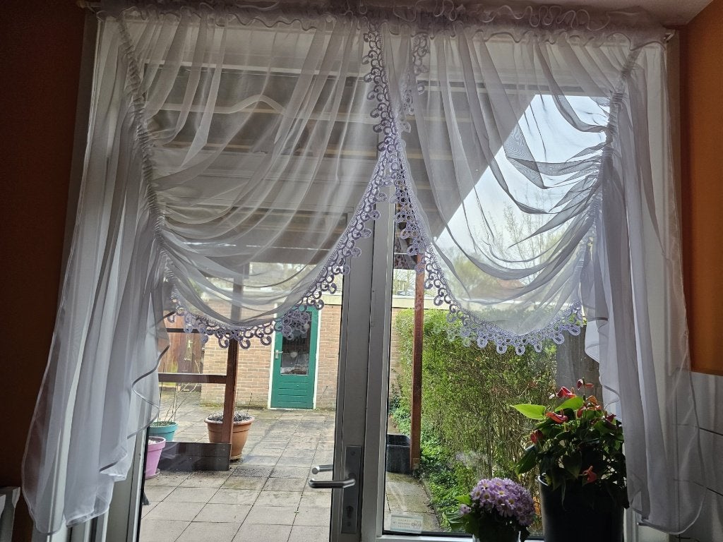 Witte vitrage gordijnen, 170x150cm, Vitrage, 150 cm, Wit, 170 cm