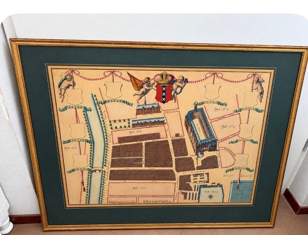 Historische kaart Amsterdam, 83,5 x 67 cm, Ophalen, Met wapenschild, 67 cm, 83 cm