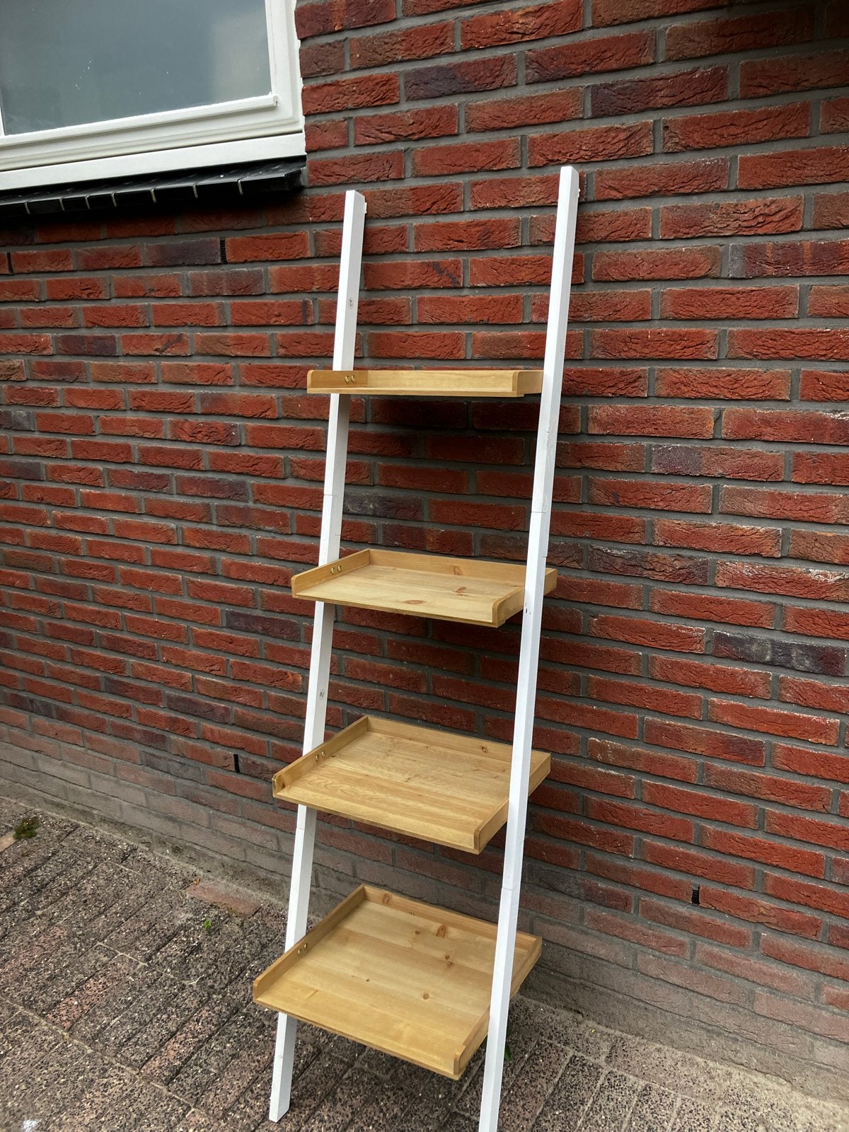 Houten ladderrek met 4 planken, Huis en Inrichting, Ophalen, Gebruikt