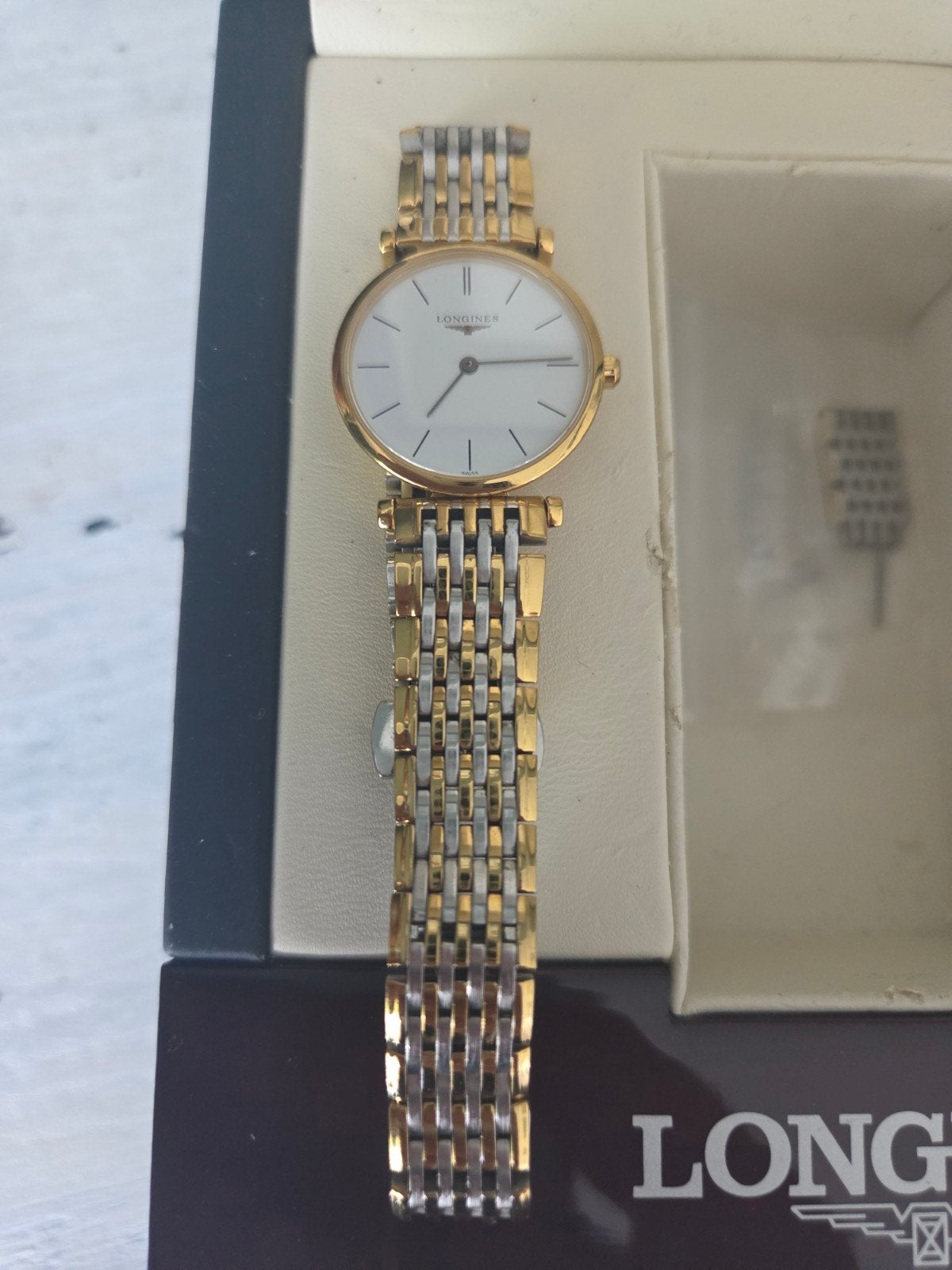 Dames horloge gouden Longines, Staal, Polshorloge, Zo goed als nieuw, Goud