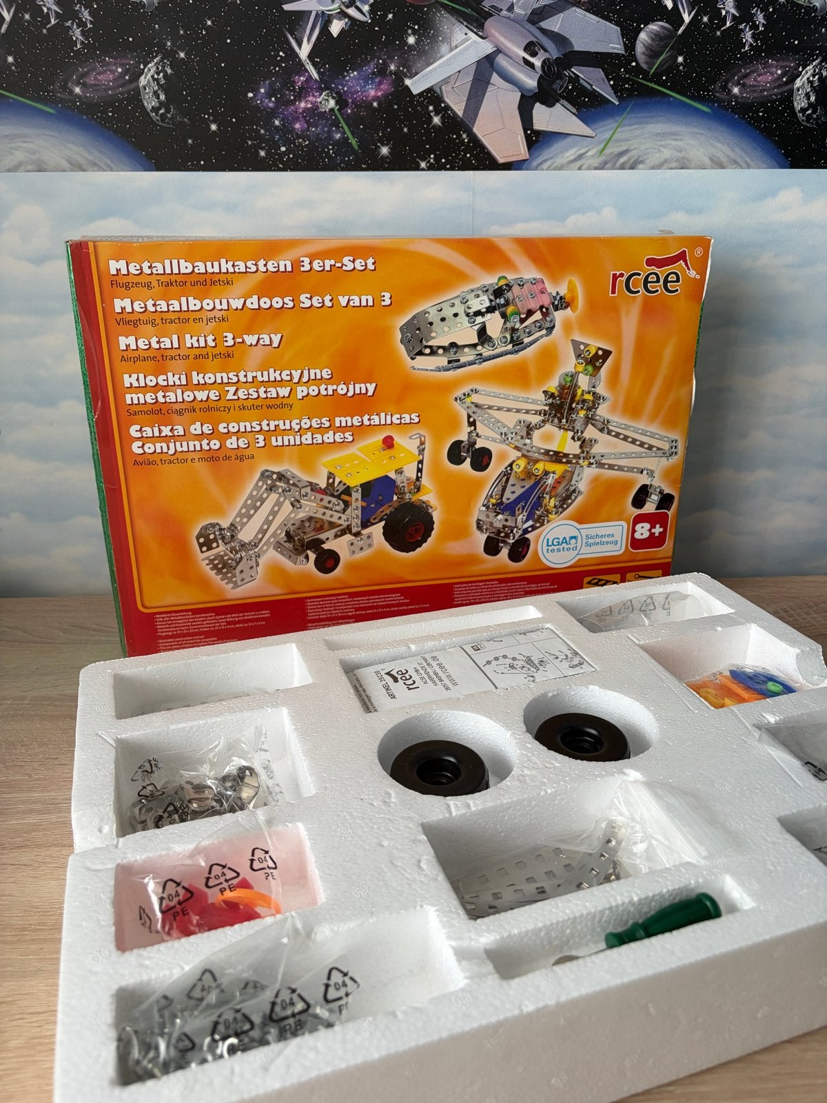 Rcee Metaalbouwdoos Set van 3 - Vliegtuig, Tractor, Jetski, Ophalen of Verzenden, Nieuw, Overige merken