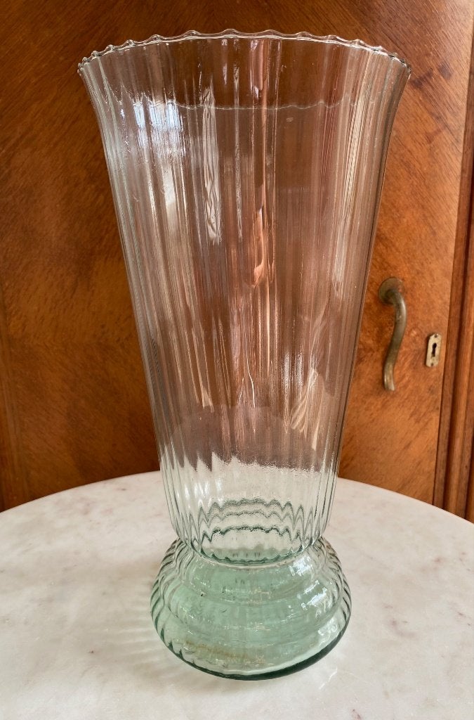 Grote glazen vaas gerecycled glas, Ophalen, Glas, Zo goed als nieuw, 37 cm