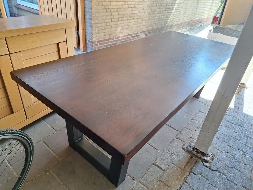 Grote massief houten eettafel, Huis en Inrichting, Tafels | Eettafels, Ophalen, Rechthoekig, 200 cm of meer, 50 tot 100 cm