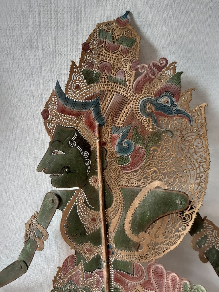 Balinese wayang kulitpop, Ophalen, Natuurlijk materiaal, Geschilderd, 60 cm
