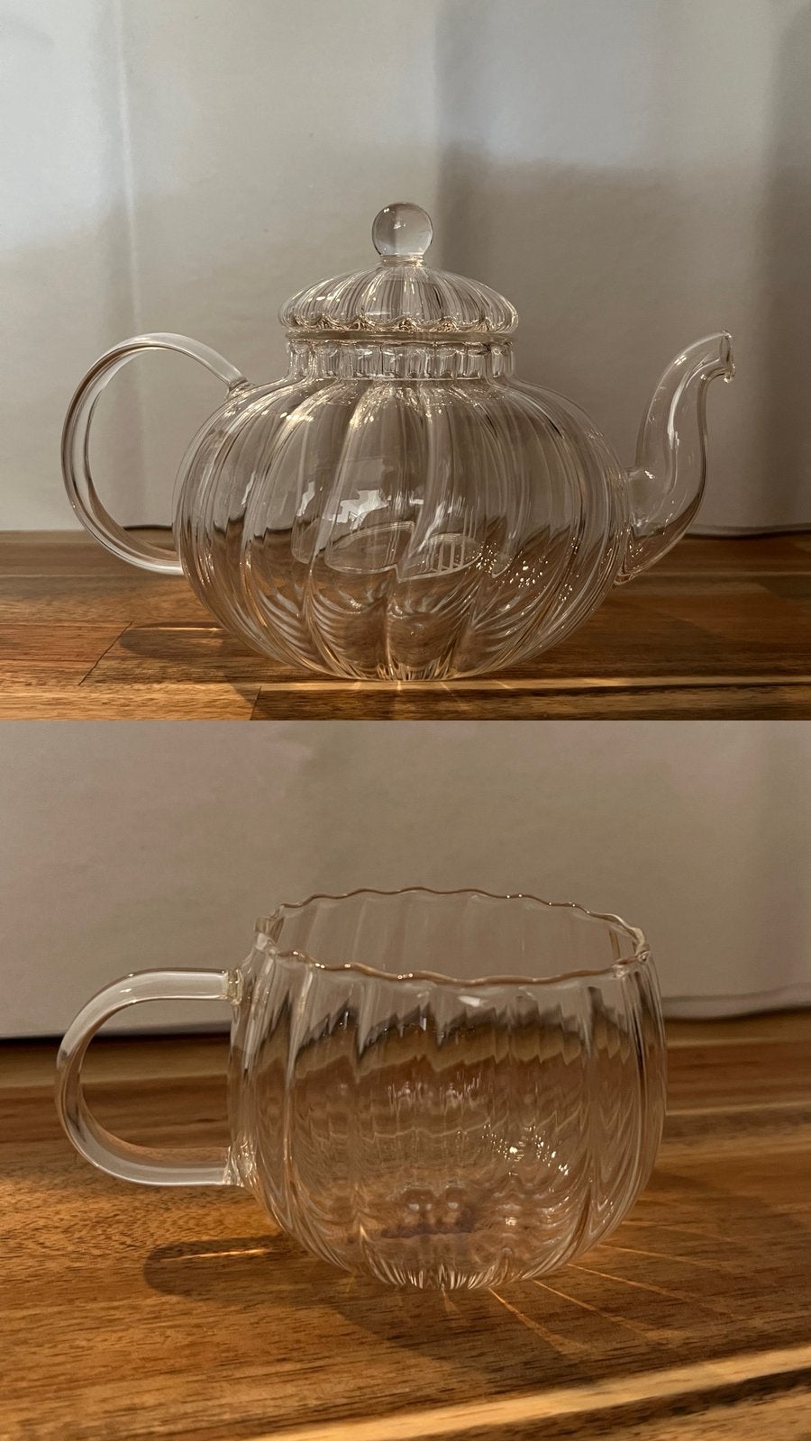 Pumpkin Theeset met 2 theepotten en 6 glazen, Huis en Inrichting, Keuken | Servies, Ophalen, Glas, Zo goed als nieuw, Theepot