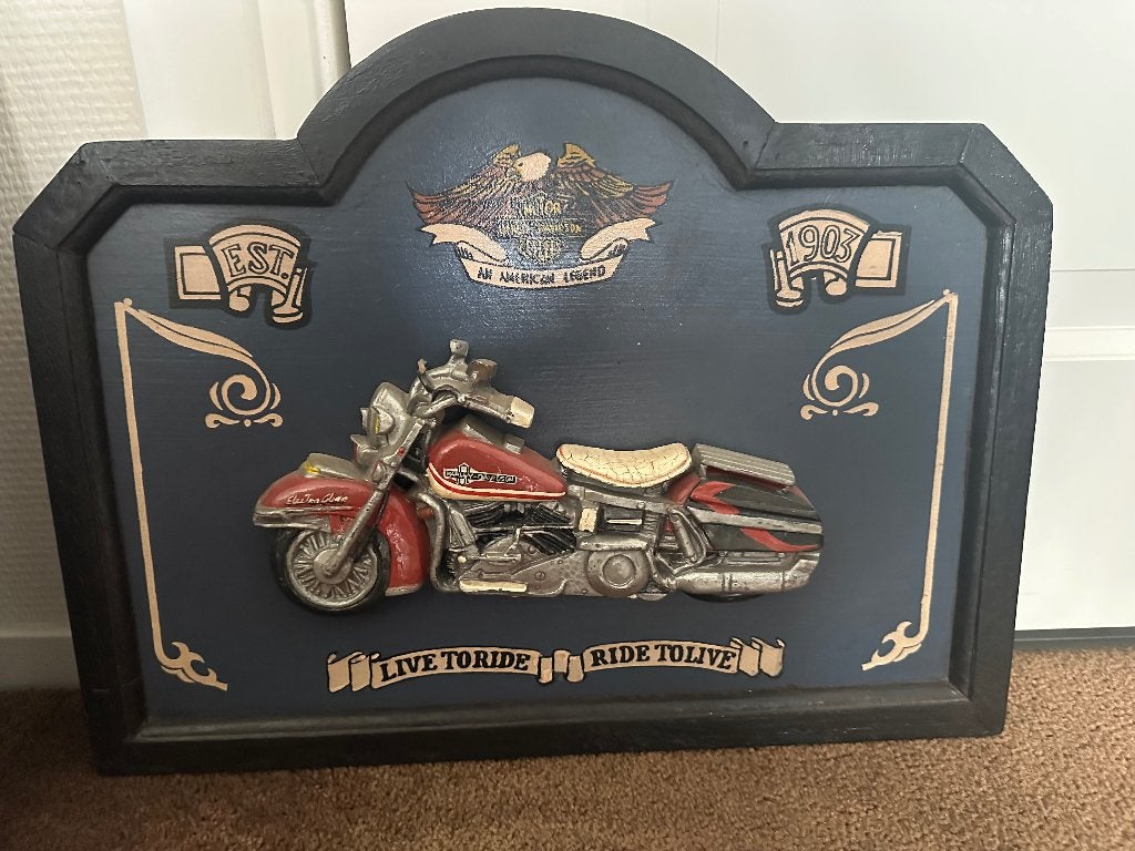 harley houten wandborden, Ophalen, Zo goed als nieuw, Hout, Wandbord of Wandpaneel