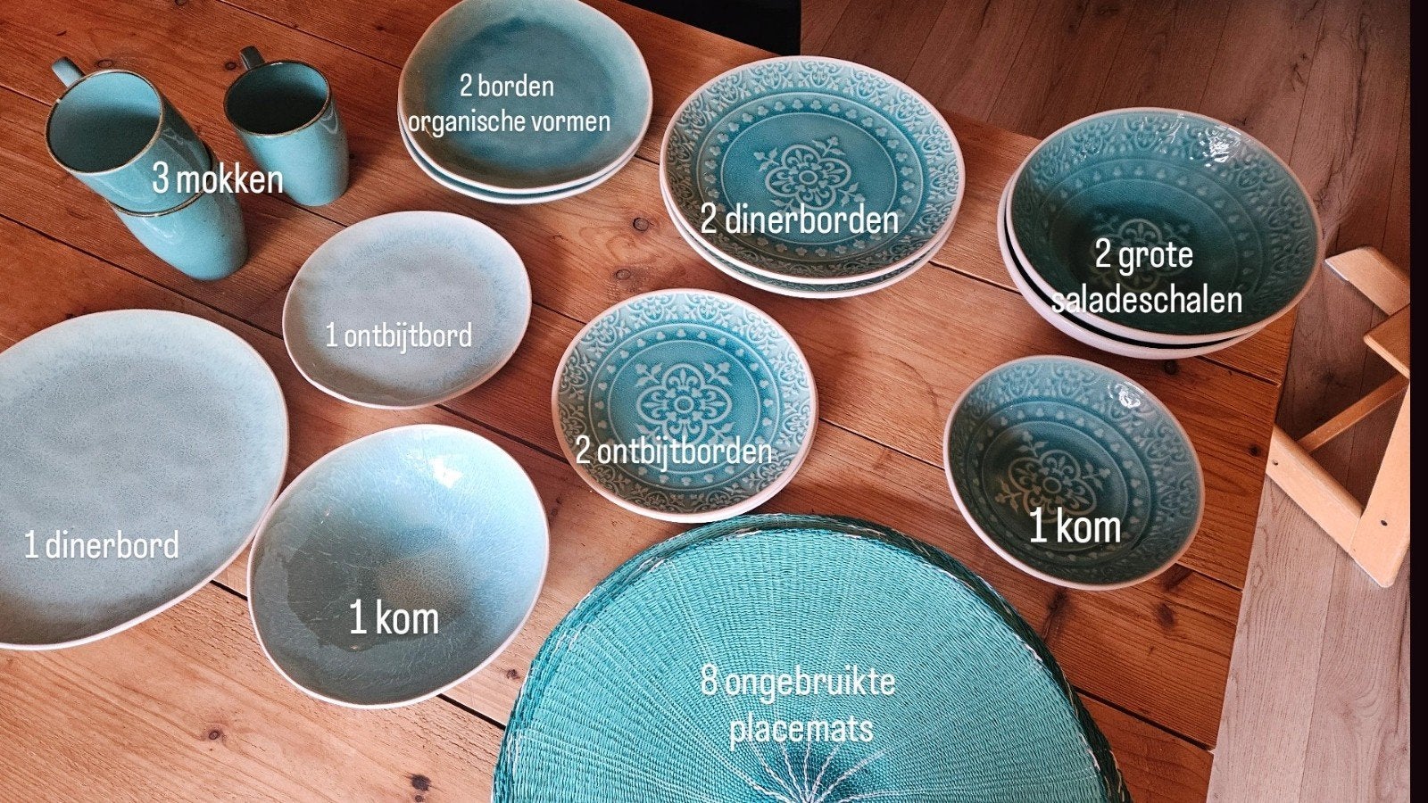 Turquoise servies, Ophalen