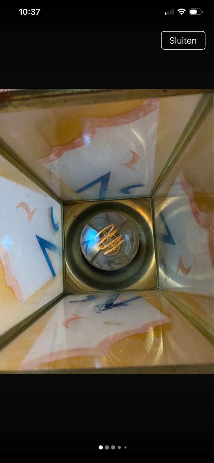 Vintage hanglamp met glas-in-lood look, Ophalen
