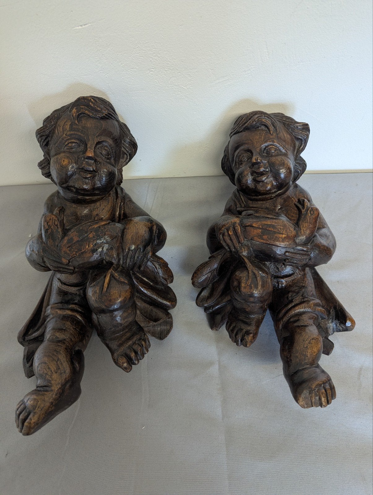 2x putti 17 eeuws hout, Antiek en Kunst, Ophalen of Verzenden