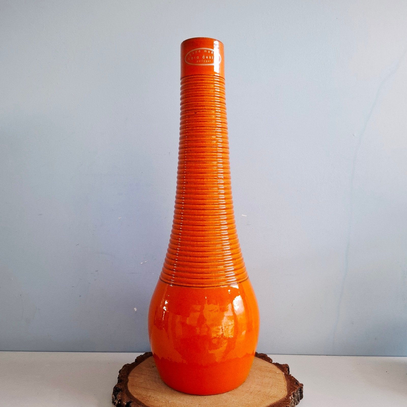 Cara Design Portugal, hoge slanke oranje vaas - 49 cm, Ophalen of Verzenden