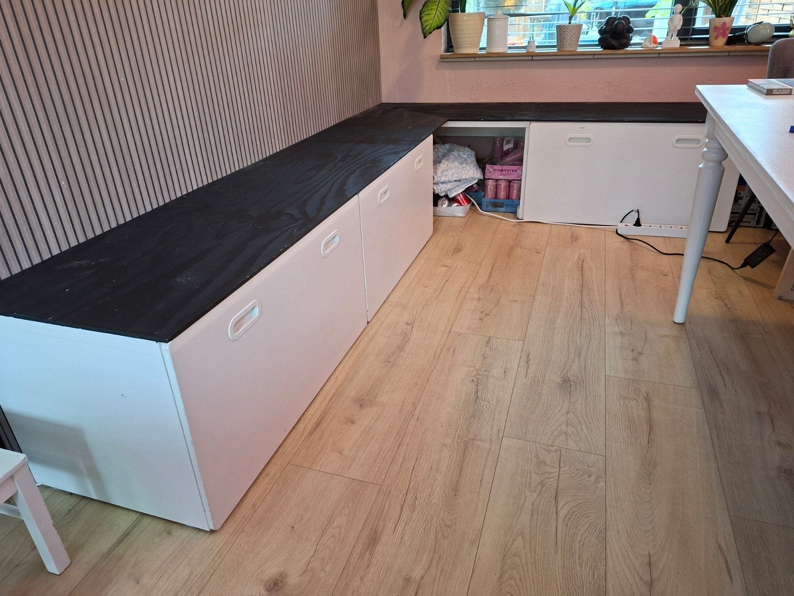 Grote IKEA Stuva/Småstad Eettafel Hoekbank, Ophalen, Gebruikt, Rechthoekig, 200 cm of meer