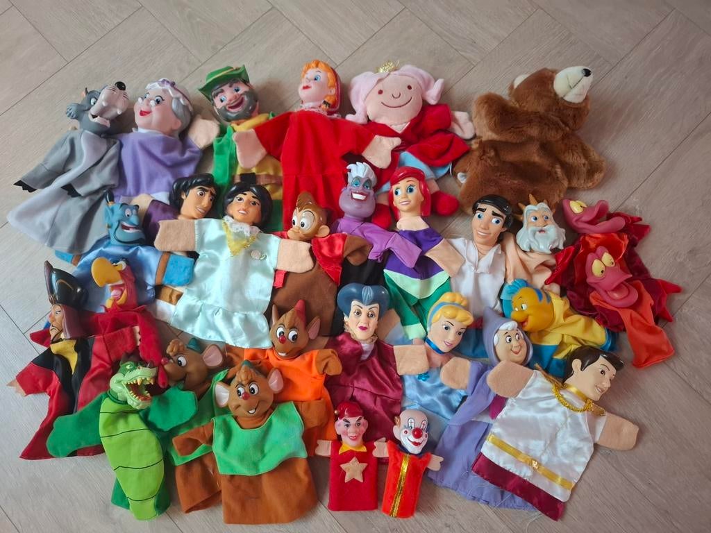 Grote collectie handpoppen, sprookjesfiguren en dieren, Ophalen of Verzenden, Gebruikt, Overige typen