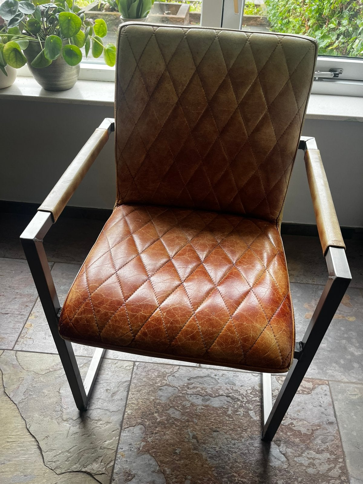 Eetkamerstoelen, Ophalen, Gebruikt, 50 tot 75 cm, Leer