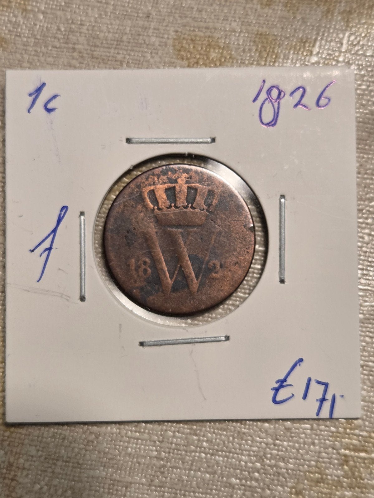 Zeldzame 1 cent munt uit 1826, Koning Willem I, Postzegels en Munten, Munten | Nederland, Ophalen of Verzenden, Koning Willem I
