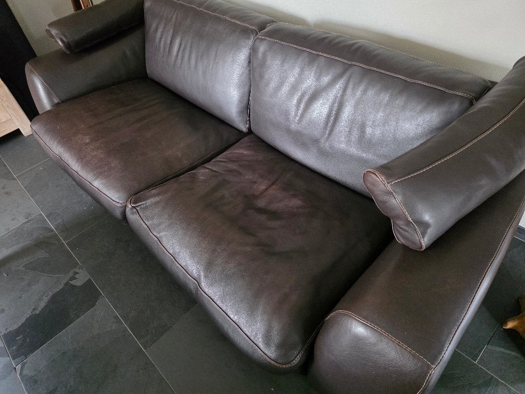 Leren bank, Huis en Inrichting, Ophalen, 250 tot 300 cm, Gebruikt, Minder dan 75 cm