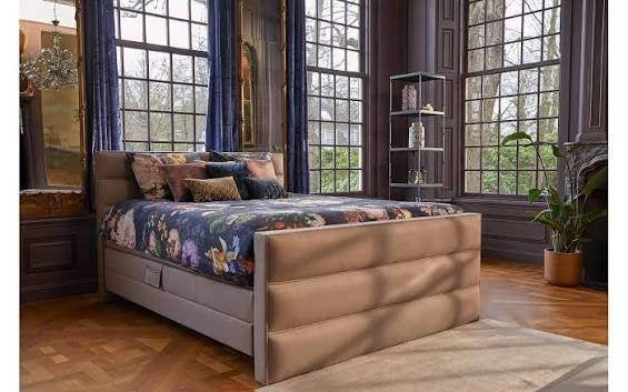 Goossens box spring Briljant Elite, Ophalen, Beige, Tweepersoons, 180 cm