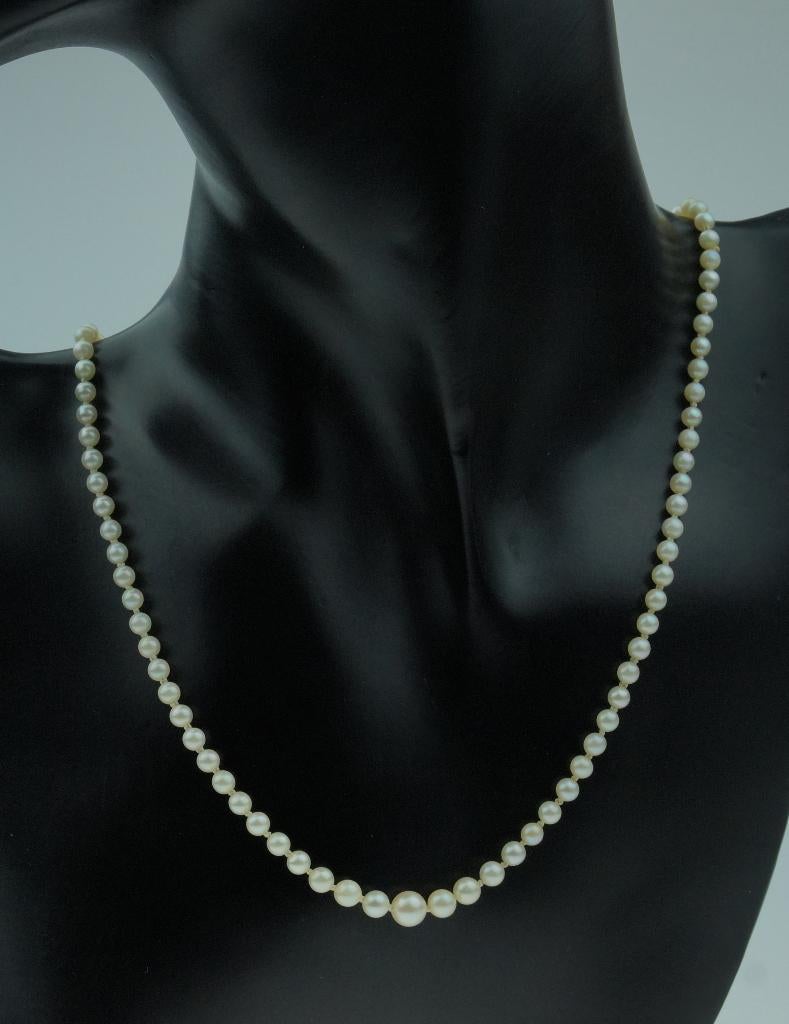 Parel dames ketting vintage collier 14k slot goud fraai