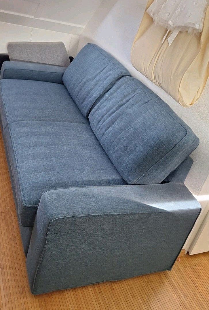 Slaapbank met wasbare hoezen, Ophalen, Gebruikt, Blauw, Tweepersoons